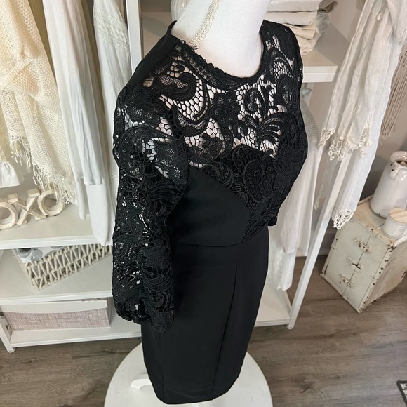 Eva Mendes New York & Co. Women's sz 2 Black Midi dress lace bodice #0967 - Picture 11 of 16